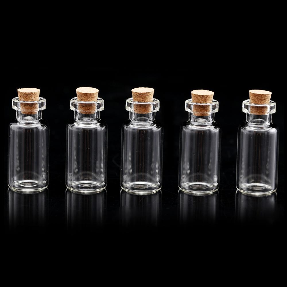 10x Clear Mini Containers Empty Wishing Message Bottles Tiny Small With Cork Stopper Transparent