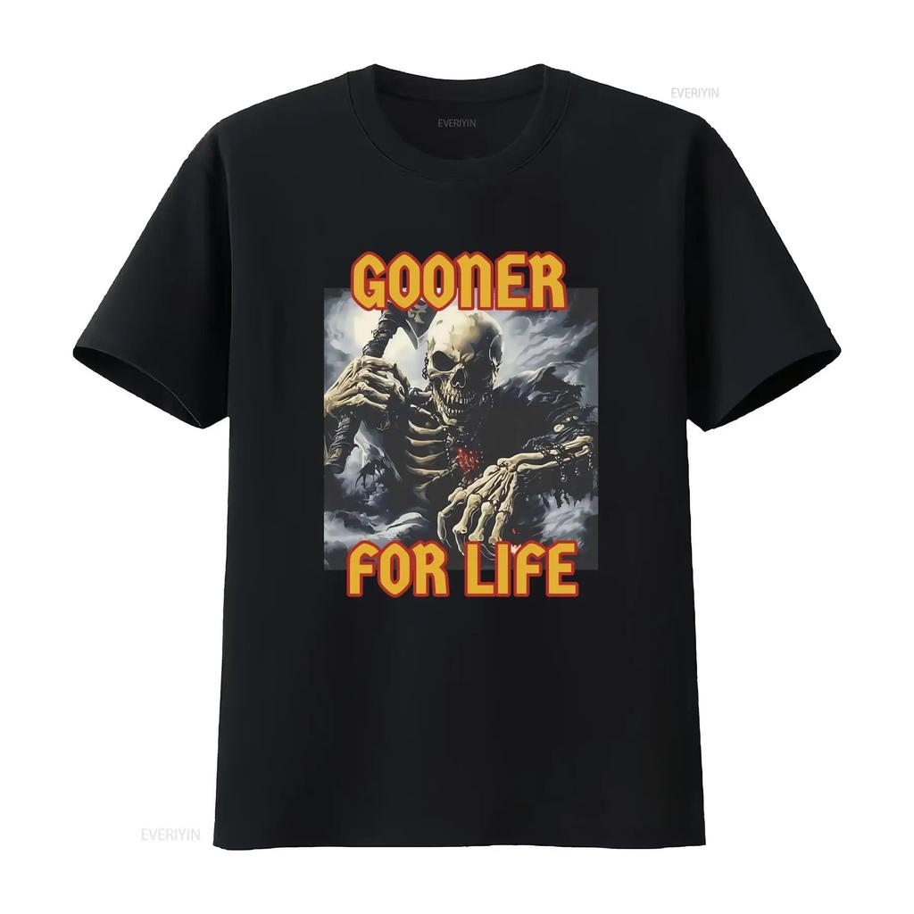 Gooner For Life Brainrot Skeleton T Shirt Unhinged Gen Z Edgy Humor Gag Stretched Soft Breath