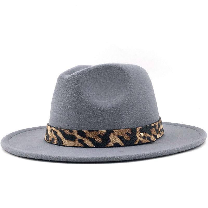 Женские и мужские шерстяные шляпы-федоры в стиле джаз, повседневные мужские и женские кожаные леопардовые пояса, фетровая шляпа, белая, розовая, желтая, панамская кепка-трилби, официальная кепка для вечеринок