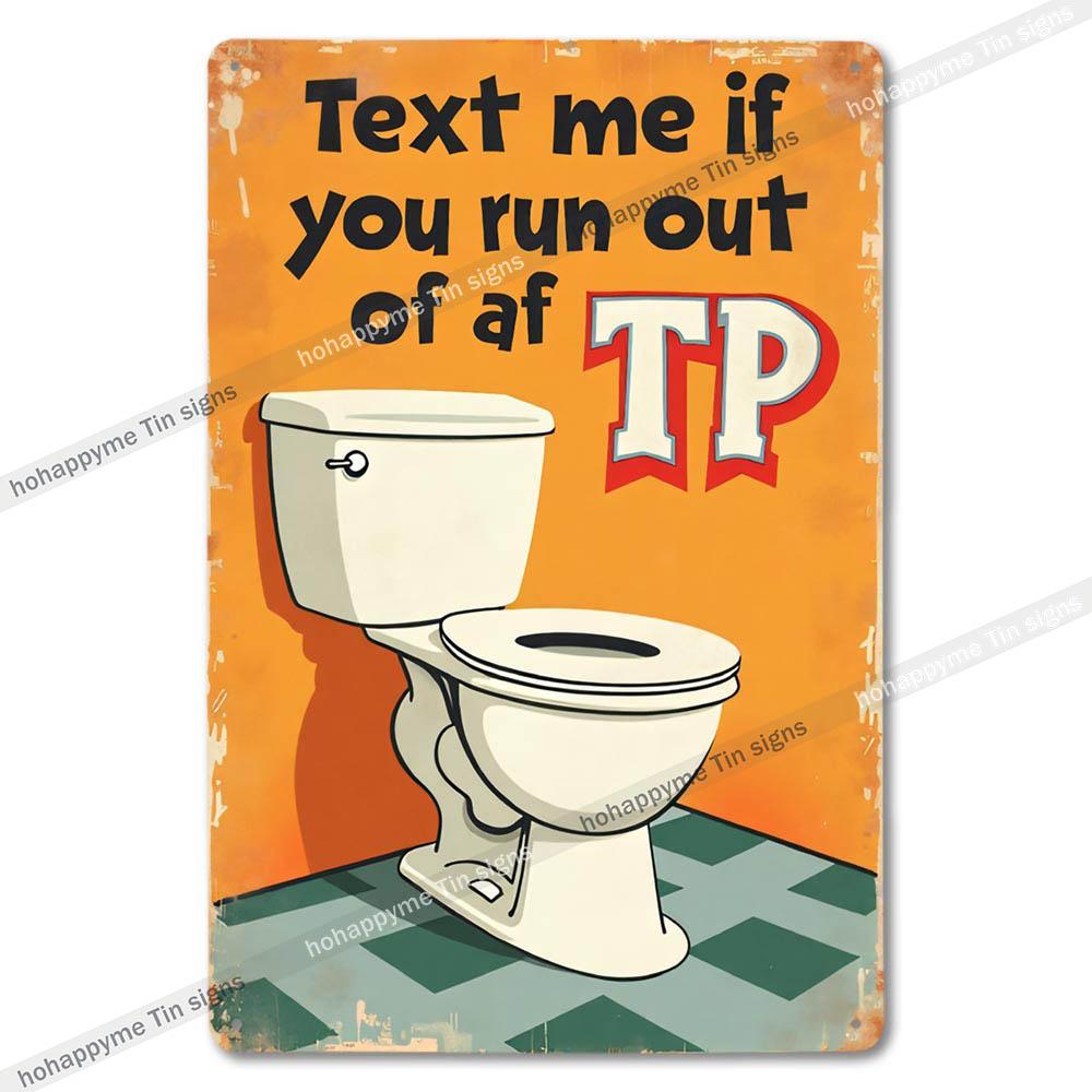 Vintage Metal Bathroom Sign Retro Funny Wall Decor for Home Restroom