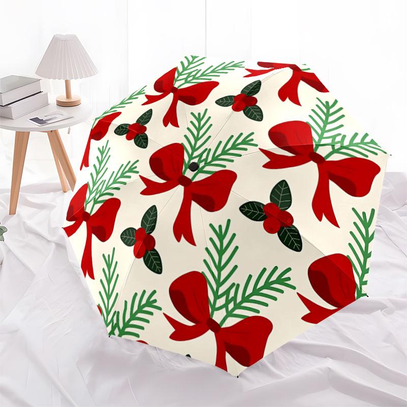 1pc Red Bows Automatic Opening/Closing Folding Umbrella with 8 Ribs,Portable Sunshade Umbrella Birthday and Holiday gifts yy251231091