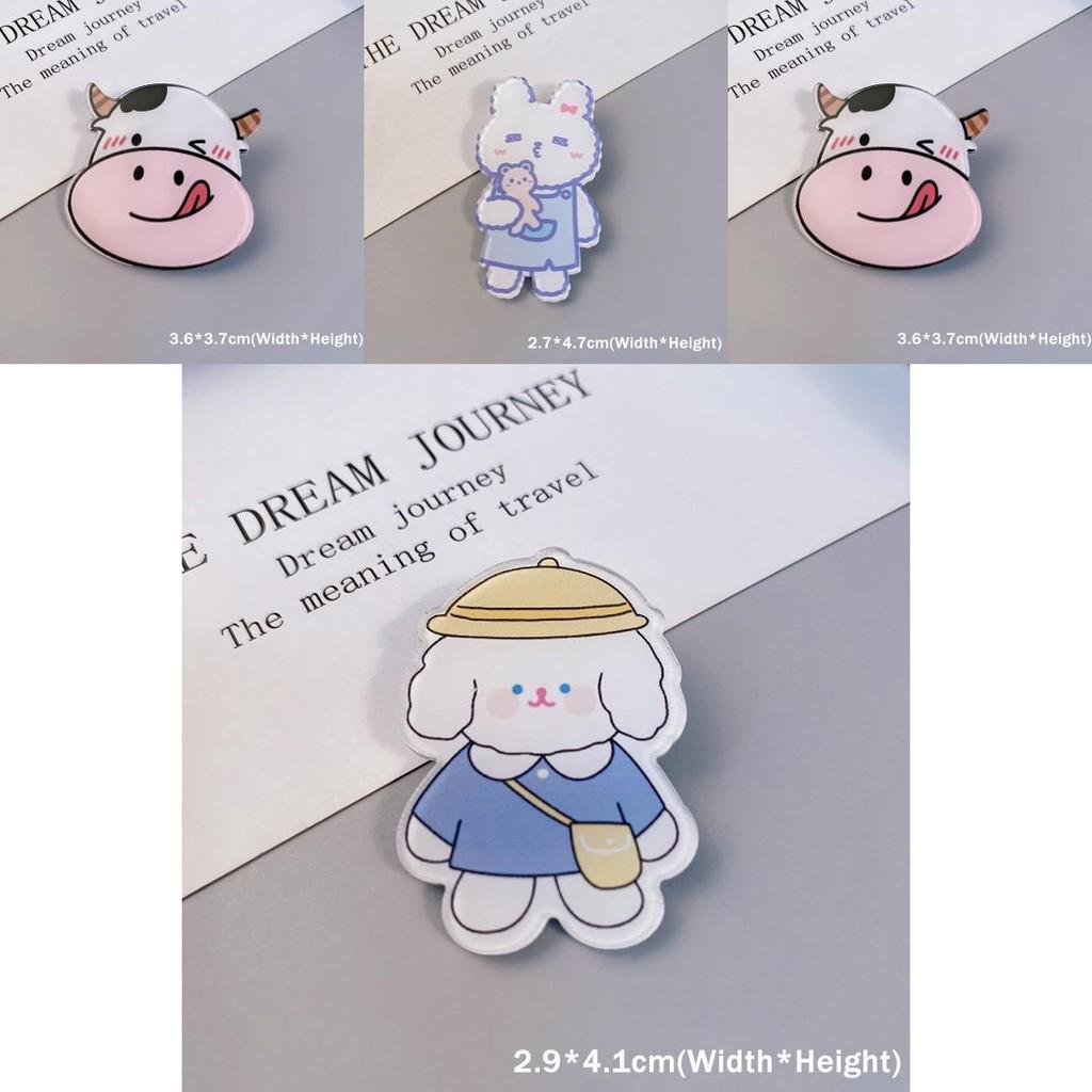 Очаровательные мультяшные броши в виде собаки, кролика и коровы для украшения рюкзака и сумки