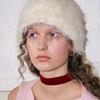 Poesiedame SLEEK HAIRY BEANIE IN CREAM
