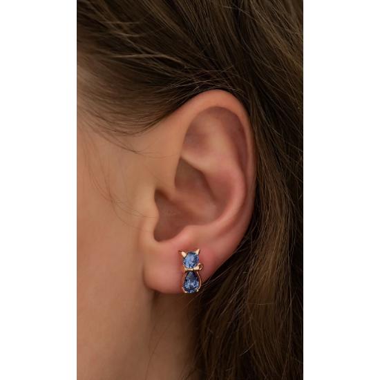 Серьги-кошки из стерлингового серебра 925 пробы с танзанитом Женские серьги из стерлингового серебра