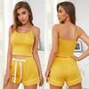 Женские спальные костюмы, топы и шорты на шнурке, удобные пижамы, комплект из 2 предметов, одежда для ночного отдыха, летний домашний повседневный костюм