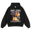 Oversized Cotton Hoodie With Distressed Wash Print Loose Fit Streetwear Men