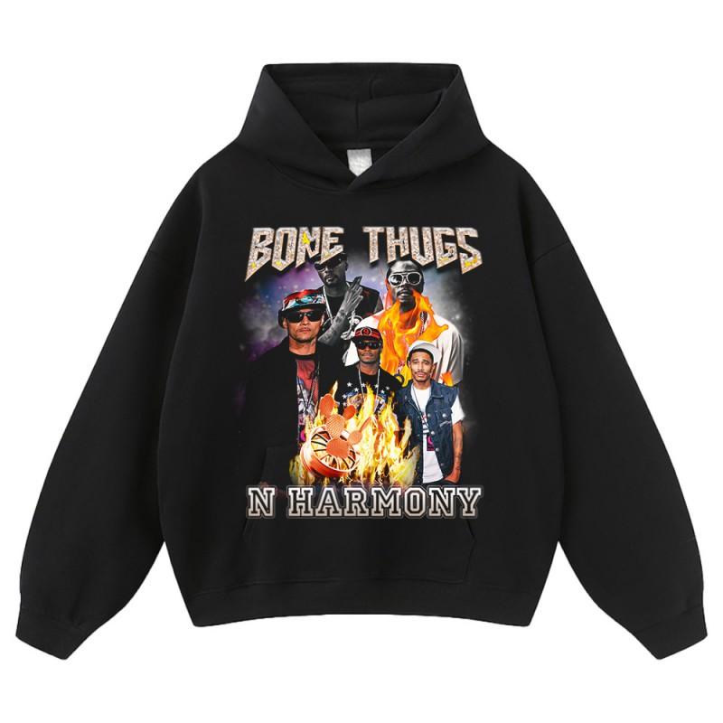 Oversized Cotton Hoodie With Distressed Wash Print Loose Fit Streetwear Men