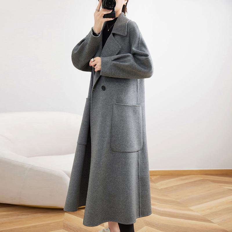 Женское пальто из 100% шерсти TIDENOVEL Осеннее шерстяное длинное пальто Ручной работы Пальто-бушлат Зимняя теплая шерстяная длинная куртка Пальто