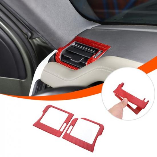 Red Soft Carbon Dashboard Side Vent Decor Cover Trim For LR Defender L663 20-25