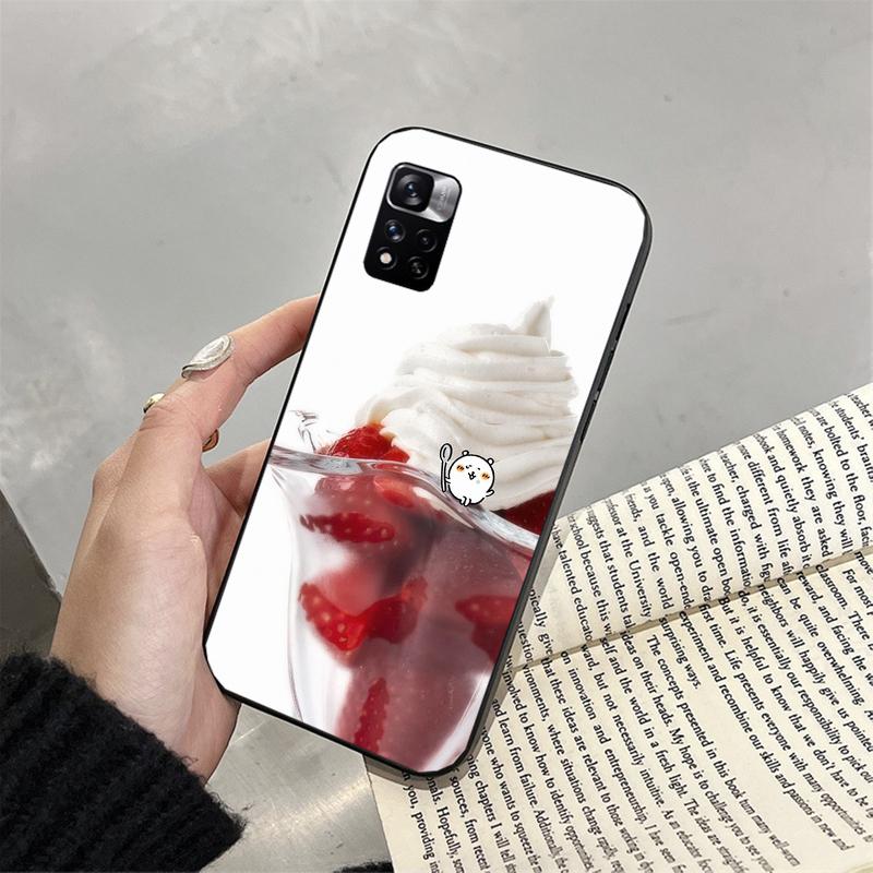 Чехол для телефона для Xiaomi Poco C71 15T 14T Pro Redmi note 15 14 14 13 Pro Redmi A5 15C 13C Клубничный Кот Мультяшный