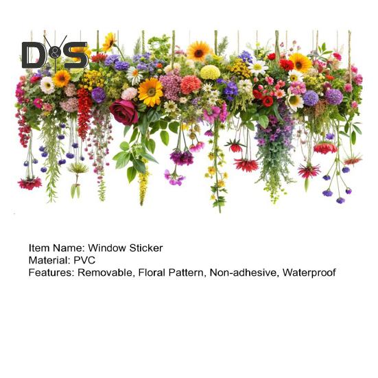 Цветы Весна Оконные наклейки Съемные анти-столкновения Наклейки на окна Водонепроницаемые статические наклейки для украшения стеклянных окон и дверей