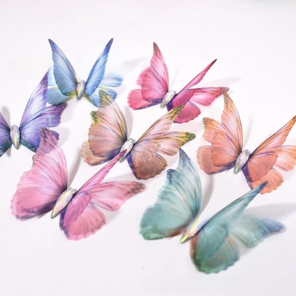 50Pcs Colorful Chiffon Tulle Butterfly Patches Clothes Sewing Patch Bridal Hair Accessories