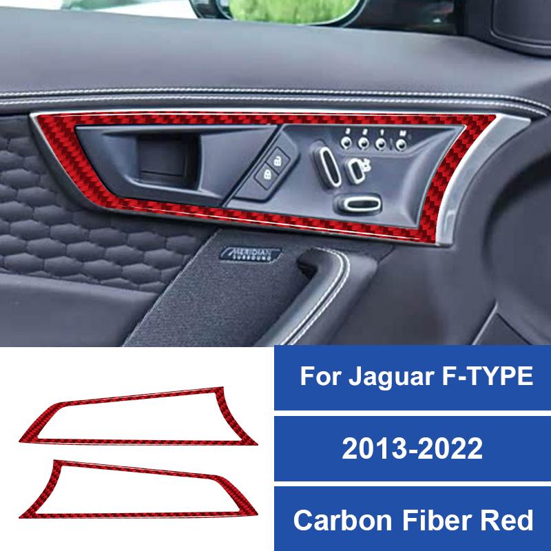 2PCS/SET Real Carbon Fiber Car Inner Door Handle Frame Decorative Sticker For Jaguar F-Type 2013-2022 Car Interior Accessories