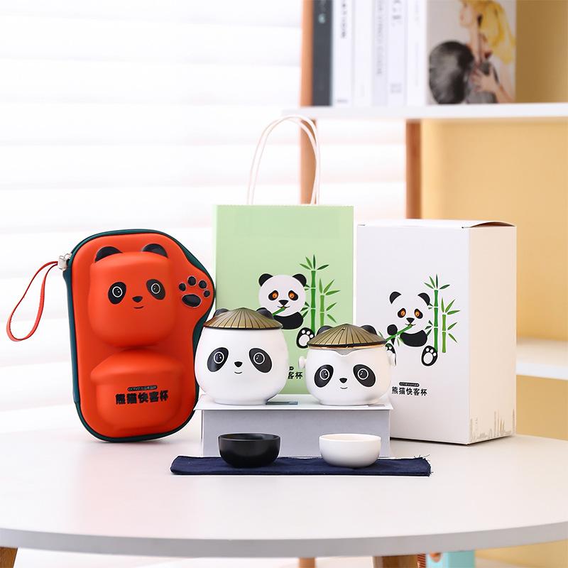 Guochao Impression Panda business gift set, office cup, ceramic water cup, Kuaike cup, tea set, cultural and creative souvenir