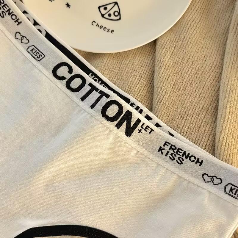 Fashion Women's Mid Waist Vertical Striped Cotton Panties Simple Comfortable Briefs Wearable Underwear