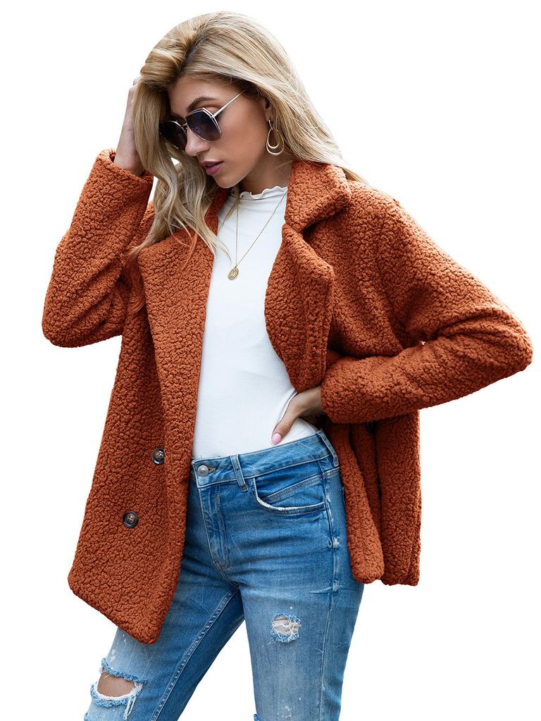 Женское модное зимнее пальто с длинными рукавами и пуговицами из искусственной овчины, лохматая куртка большого размера