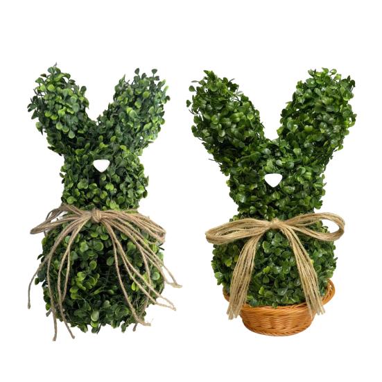 Easter Bunny Topiary Tree Rabbit Shaped Artificial Topiary with Bow Indoor Outdoor Garden Porch Easter Holiday Party Decoration