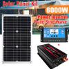 6000W Pure Sine Wave Inverter Solar Panel Kit Complete Power Bank for Car Yacht RV Boat Moblie Phone Battery Charger