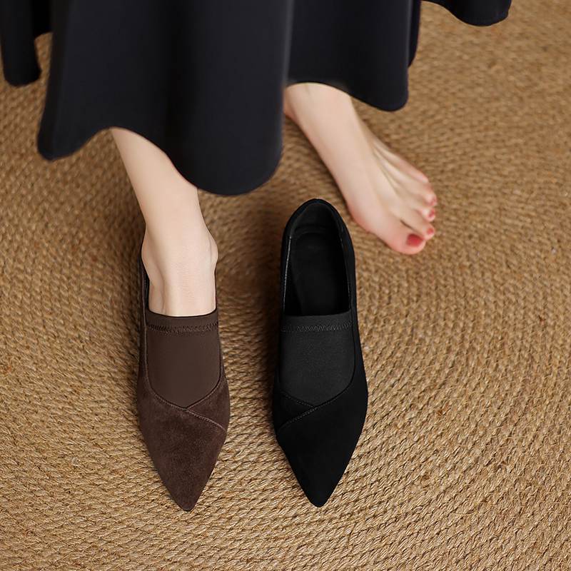 Krazing Pot Обувь из овчины замши Осень Зима Туфли Стилет Средний каблук Размер 43 Размер 42 Острый носок Глубокие лодочки