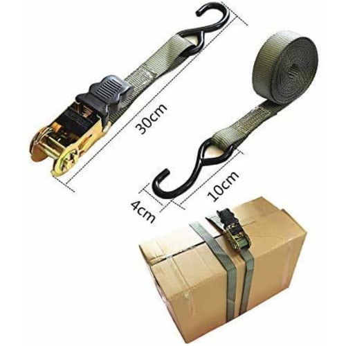 Odowalker 5m*2.5cm Ratchet-Type Cargo Lashing Straps with 800kg Breaking Load, Cargo Straps, Ratchet-Type Tie-Down Belts, Set of 2