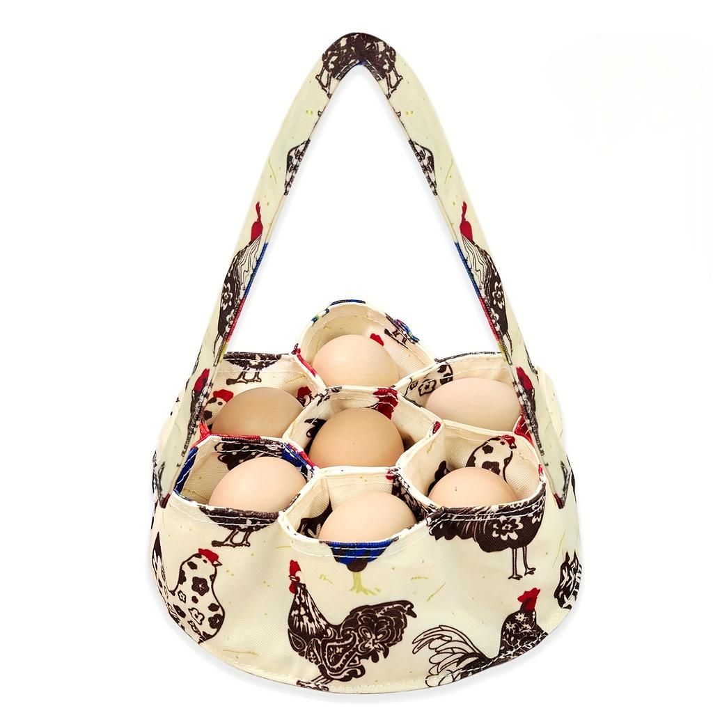 Корзина для хранения яиц премиум-класса с 7 карманами и холщовым мешком для яиц — идеально подходит для сохранения яиц свежими в курятниках, садах и на фермах