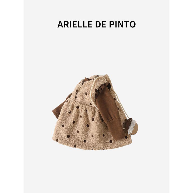 French Arielle De Pinto Kidsren's Velvet Suit Skirt Winter Outfit for Girls Warm Furry Skirt Two-Piece Set