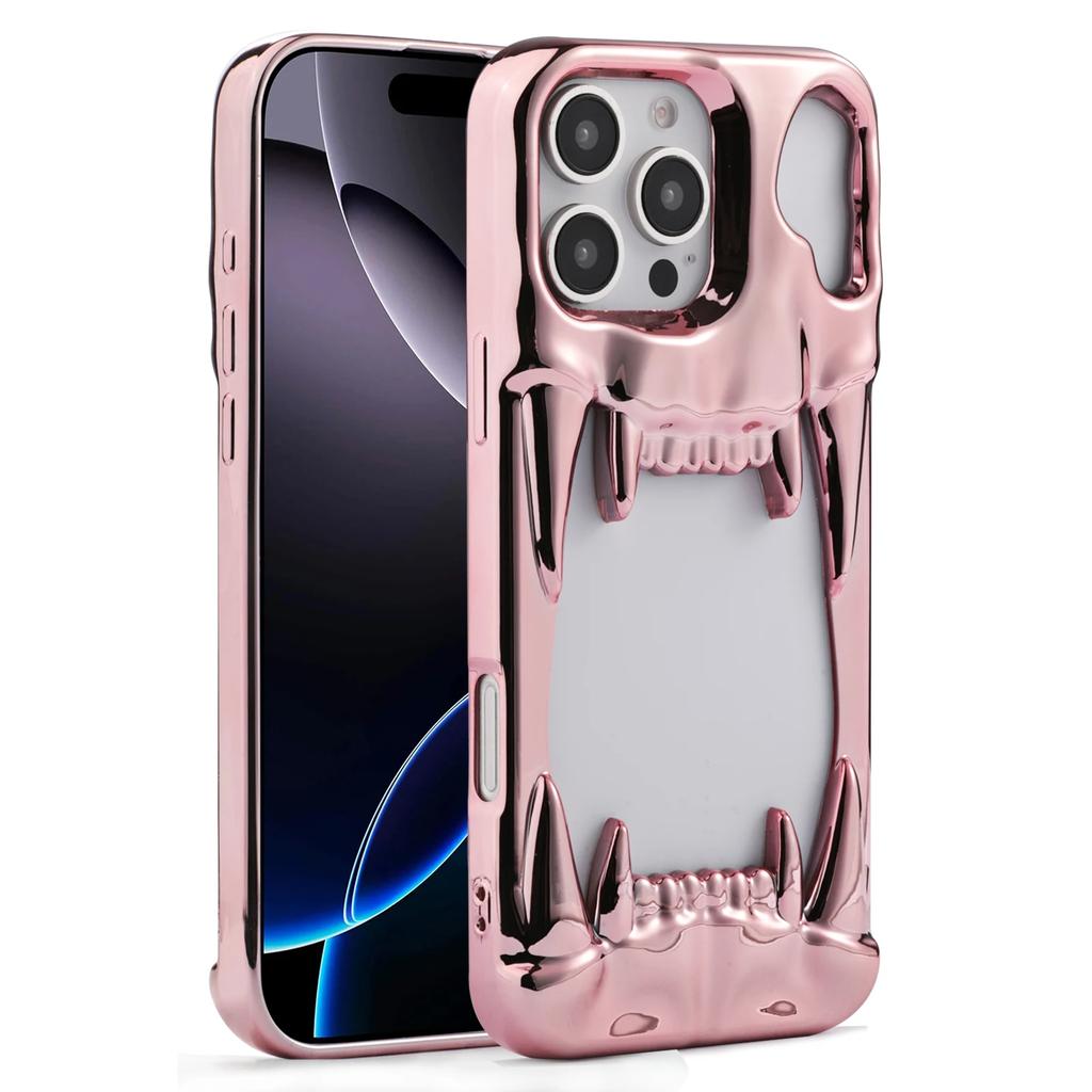 Полый скелет Зуб тигра Трехмерный пластиковый чехол для телефона для IPhone 16E 16 Pro Max 15 14 Plus 13 12 11 Защитная крышка