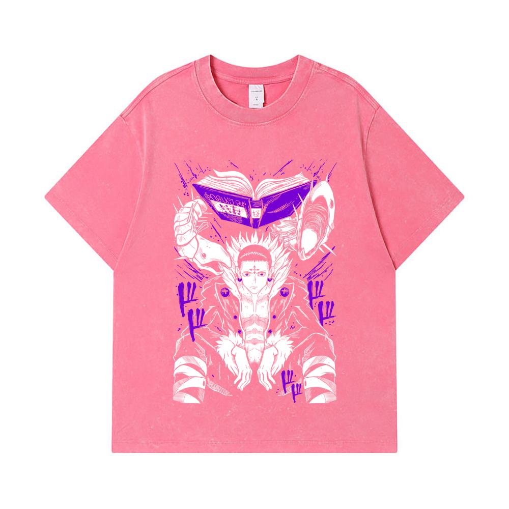 275 GSM Washed T-shirts 100% Cotton HXH V4 Chrollo Print Unisex Heavy Cotton T Shirt