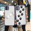 Чехол для телефона с изображением кошки, собаки, лапы, животного для iPhone 13, 12, 11 Mini Pro XR XS Max 7, 8 Plus X, матовая прозрачная серая задняя крышка