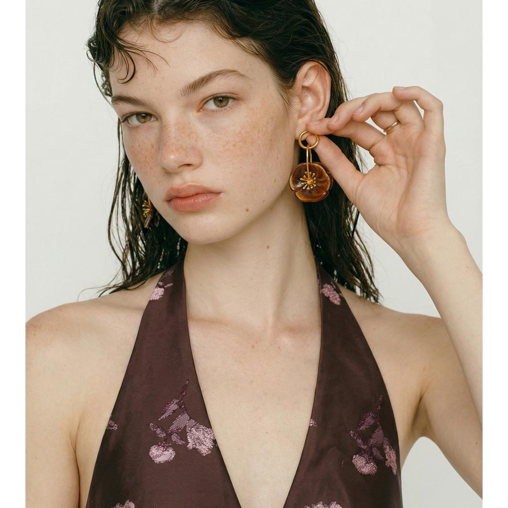 Yhpup 2026 Spring Summer Acrylic Resin Flower Drop Earrings Stainless Steel Fashion Exclusive Young Modern Jewelry