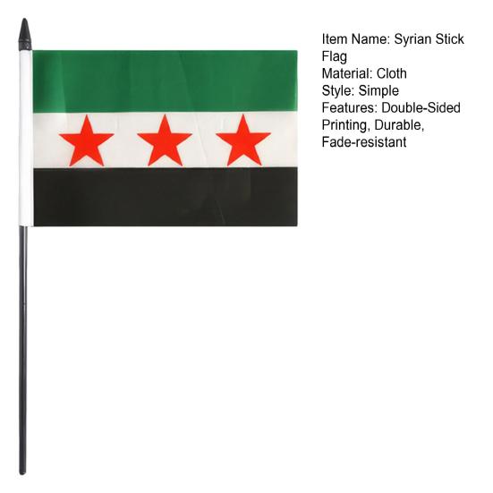 10/20Pcs Syrian Stick Flag Fade-Resistant Double-Sided Print Handheld Small Flag with Sticks Mini Syrian Banner Decoration