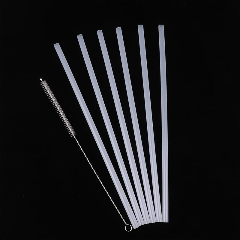 6 шт. Пластиковые прозрачные соломинки многоразовые соломинки с чистящей щеткой 31 см питьевые соломинки для бутылок с водой дорожные стаканы аксессуары