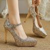 Luxury High Heels Pumps Bridal Wedding Shoes Woman New 2025 Platform Large Size Sequined Gold Heeled Party Dress Shoes Ladies
