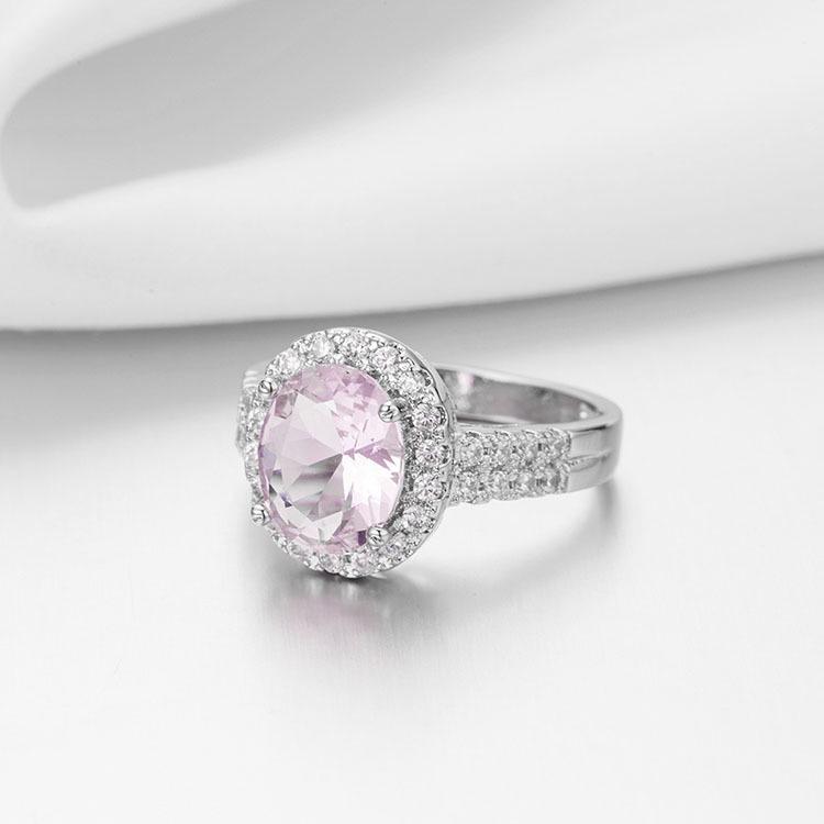  Серебряное ювелирное кольцо 925 пробы с розовым сапфиром и цирконом, модные вечерние классические кольца из стерлингового серебра 925 пробы, ювелирные изделия