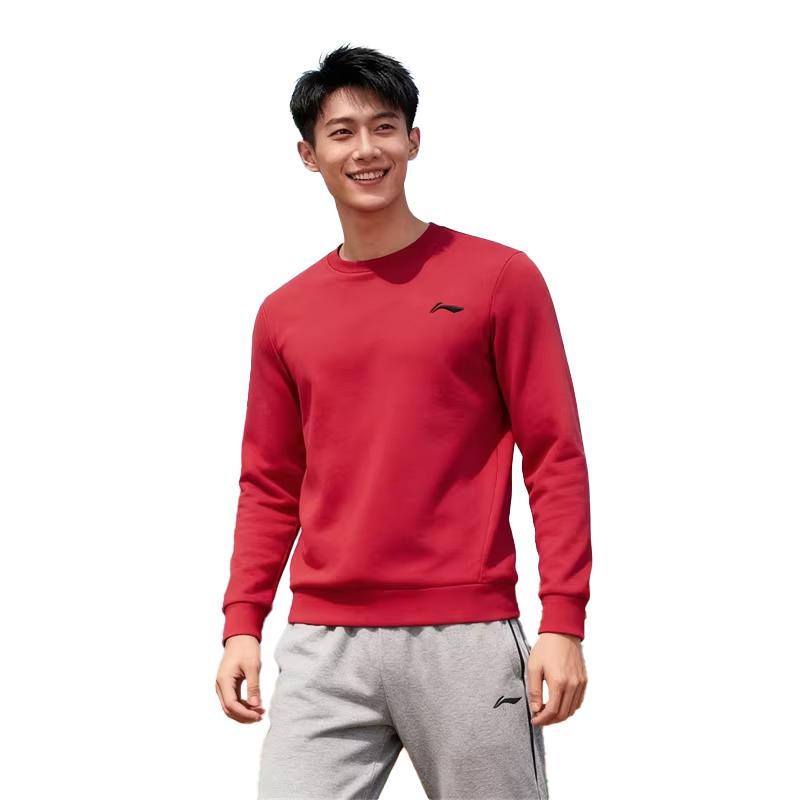 Li Ning Простая удобная простая спортивная повседневная толстовка с длинным рукавом Унисекс толстовки AFDL44-1