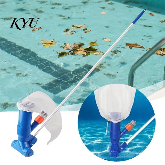 Manual Pool Suction Head Vacuum Cleaner with Detachable Pole And Leaf Bag, Water Pressure Skimmer Net, for Swimming Pools, Ponds, Fountains, Hot Tubs
