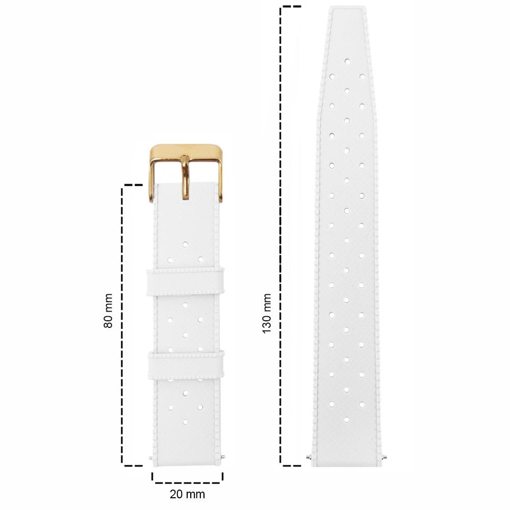 ERBORD Universal Silicone Strap 20mm, Tropic, White / Gold Buckle