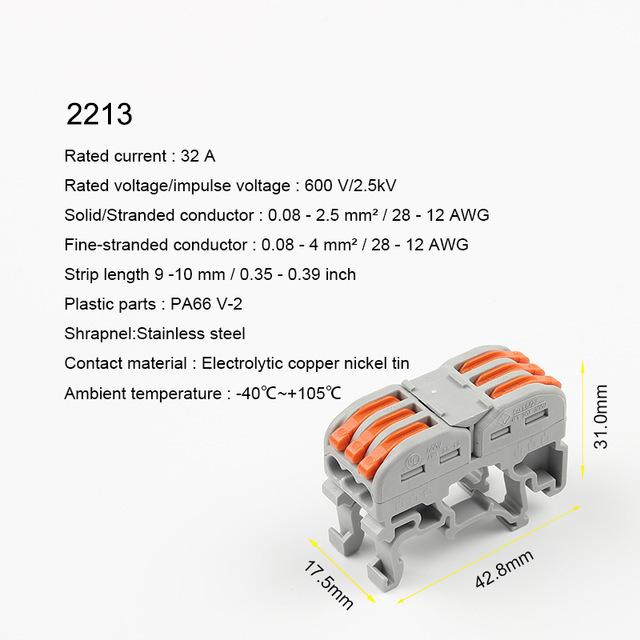 Соединитель для быстрого монтажа проводов типа Din Rail 211 222 Компактный соединительный кабельный зажим вместо UK2.5B