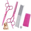 6 Inch Pink Coated Pet Grooming Scissors Set Dogs Including Straight Shears Thinning Comb