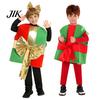 Zipper Closure Cosplay Apparel Christmas Box Costume for Kids, Santa Gift Dress Up Outfit Kids Claus Party, Soft Plush Holiday Performance Wear,