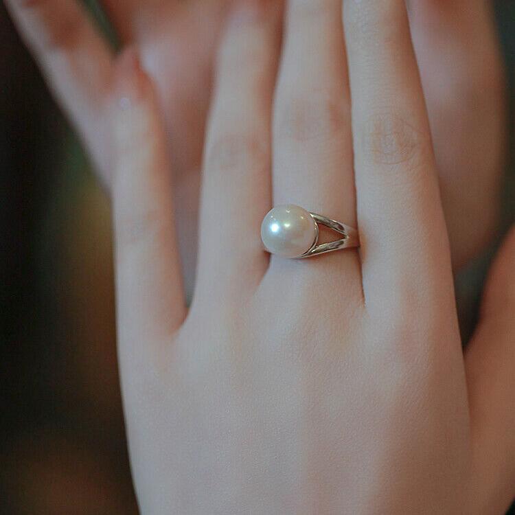 ANENJERY Геометрическое кольцо с имитацией жемчуга, открытое, женское, легкое, роскошное, изысканное, украшение для вечеринки