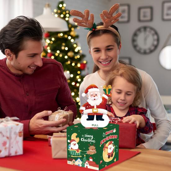 Christmas Money Box for Cash Gift Pull Surprise Money Holder with Snowman/Tree/Santa Card And 50 Pcs Transparent Bags for Home Party Favors