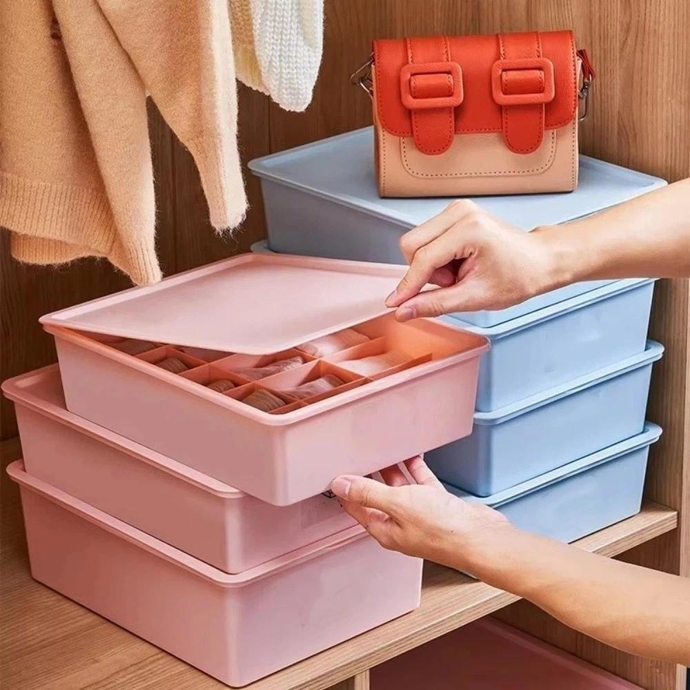 With Cover Underwear Storage Box Stable Stacking Compartment Organizer Socks Storage Box For Home