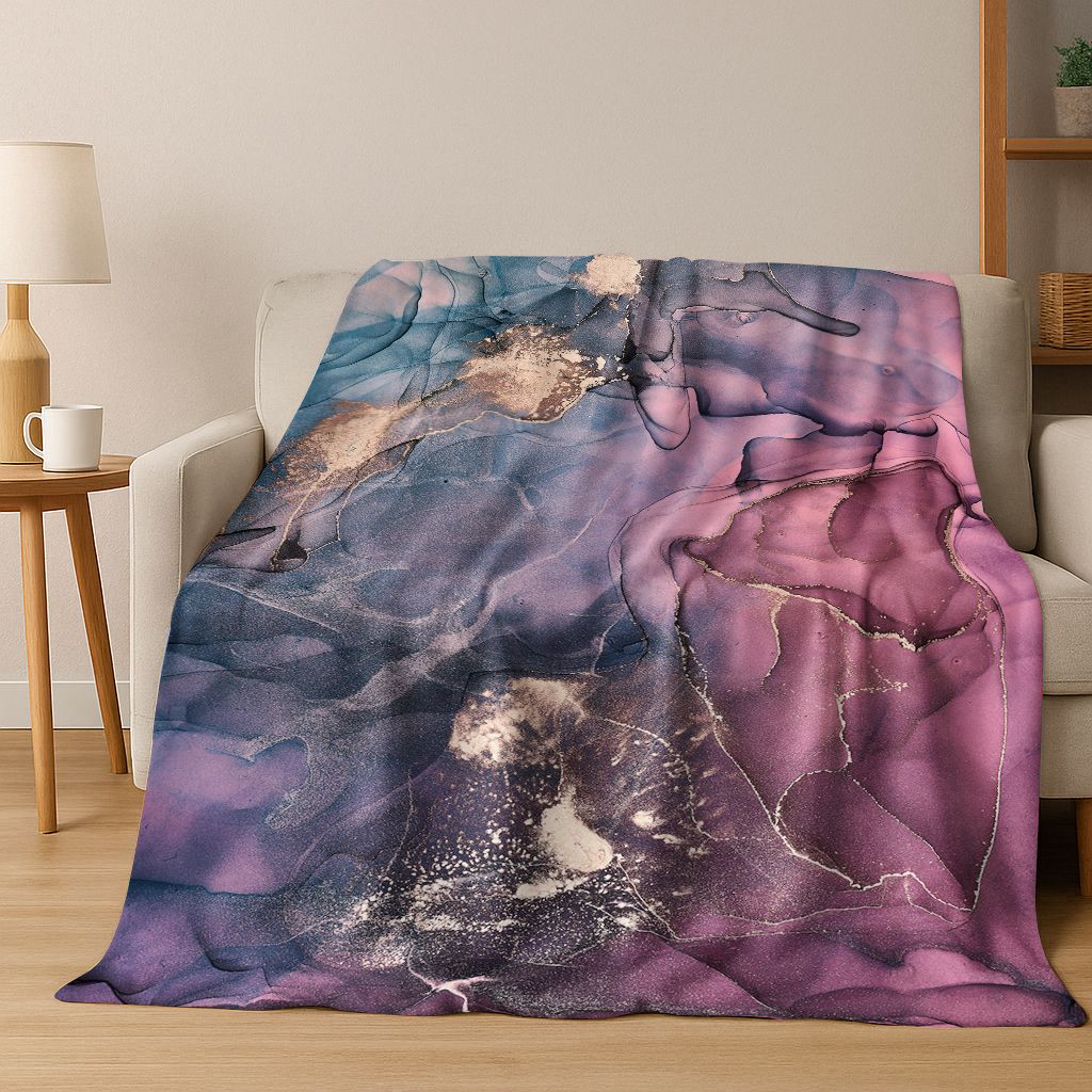 Роскошное Черно-Зелено-Золотое Мраморное Разноцветное Каменное Текстурное Искусство Фланелевое Одеяло, Уютное Мягкое Плед для Дома Спальни Кровати Дивана