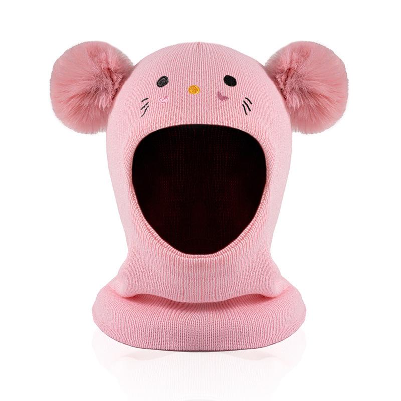 Children's Embroidered Cartoon Cat Hat Knitted Warm Baby Hat Autumn Winter Infant Boys and Girls Baby Yarn Hat