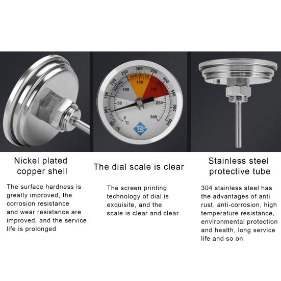 0-300 градусов Цельсия, термометр для гриля из нержавеющей стали, датчик температуры