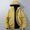 Graphene jacket fleece thickened cotton-padded coat men's winter business leisure warm windproof removable hat