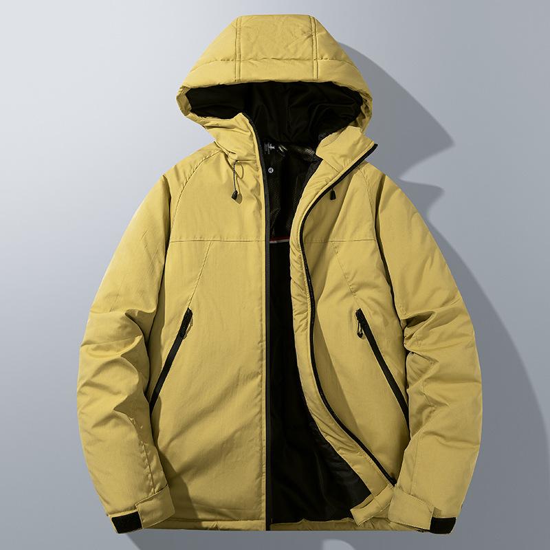 Graphene jacket fleece thickened cotton-padded coat men's winter business leisure warm windproof removable hat