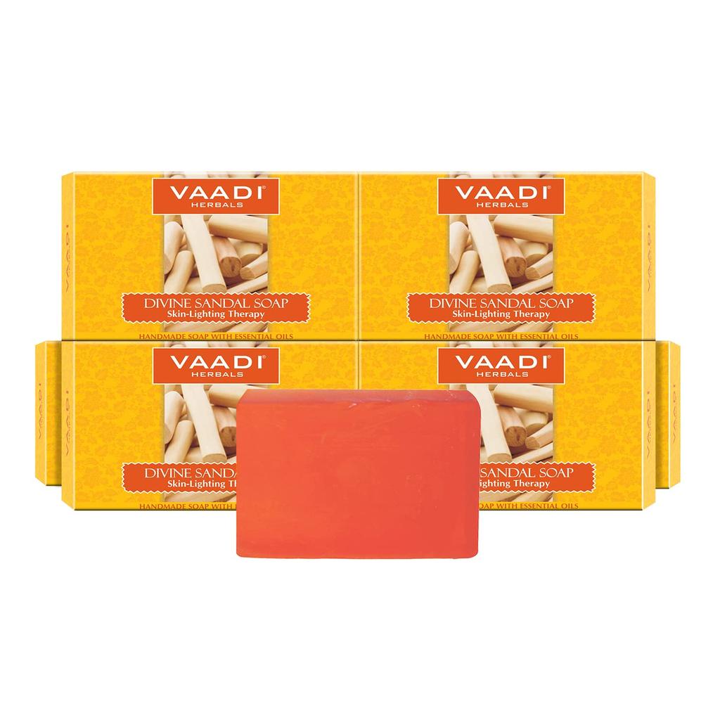 Vaadi Herbals Divine Sandal Bath Soap Bars Pack Of 6 X 75 g Each Gentle Cleansing Bar For Smooth Radiant Skin Daily Bath