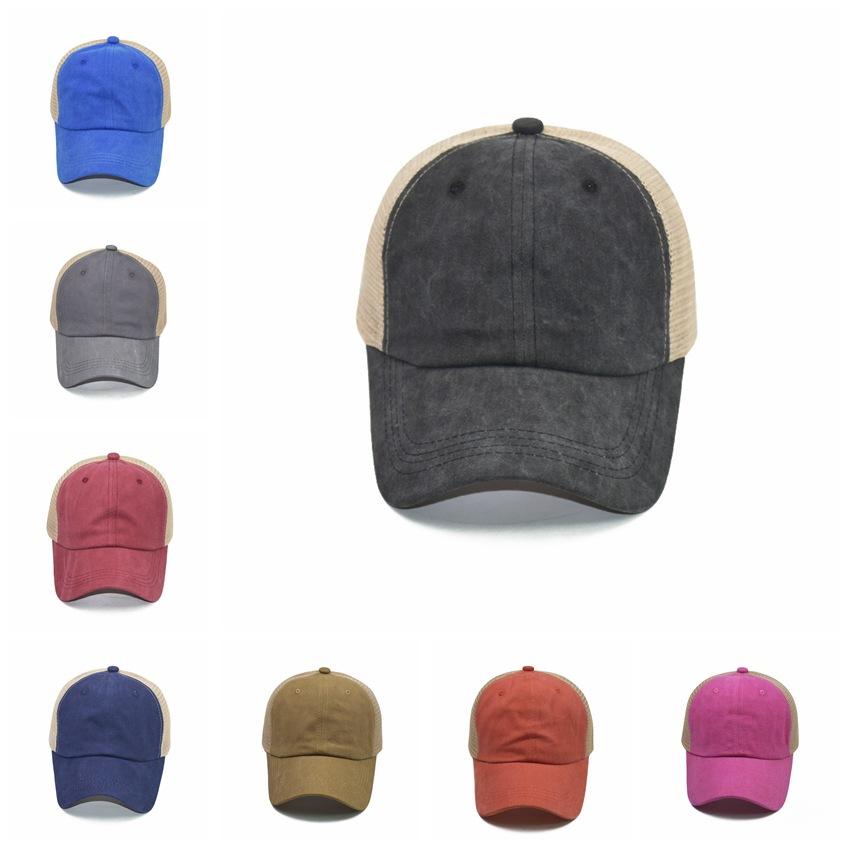Кепка бейсбольная из старого хлопка однотонная, легкая, сетчатая, для мужчин и женщин, корейская версия, весна-лето